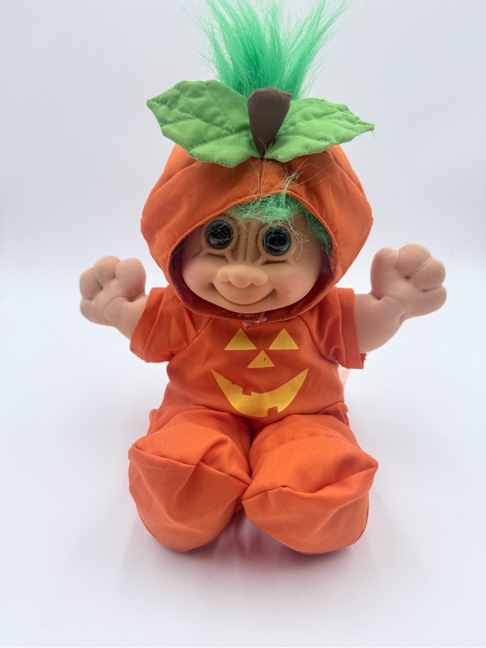 Vintage Russ Troll Doll XL 14" Plush Halloween Pumpkin Jack-O-Lantern Costume